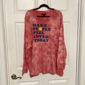 Lane Bryant Red Tie-Dye Graphic Sweatshirt